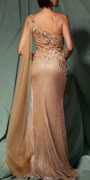 COPY - Gold one shoulder formal evening bridesmaid mother of the bride dress - Picture 4 of 7